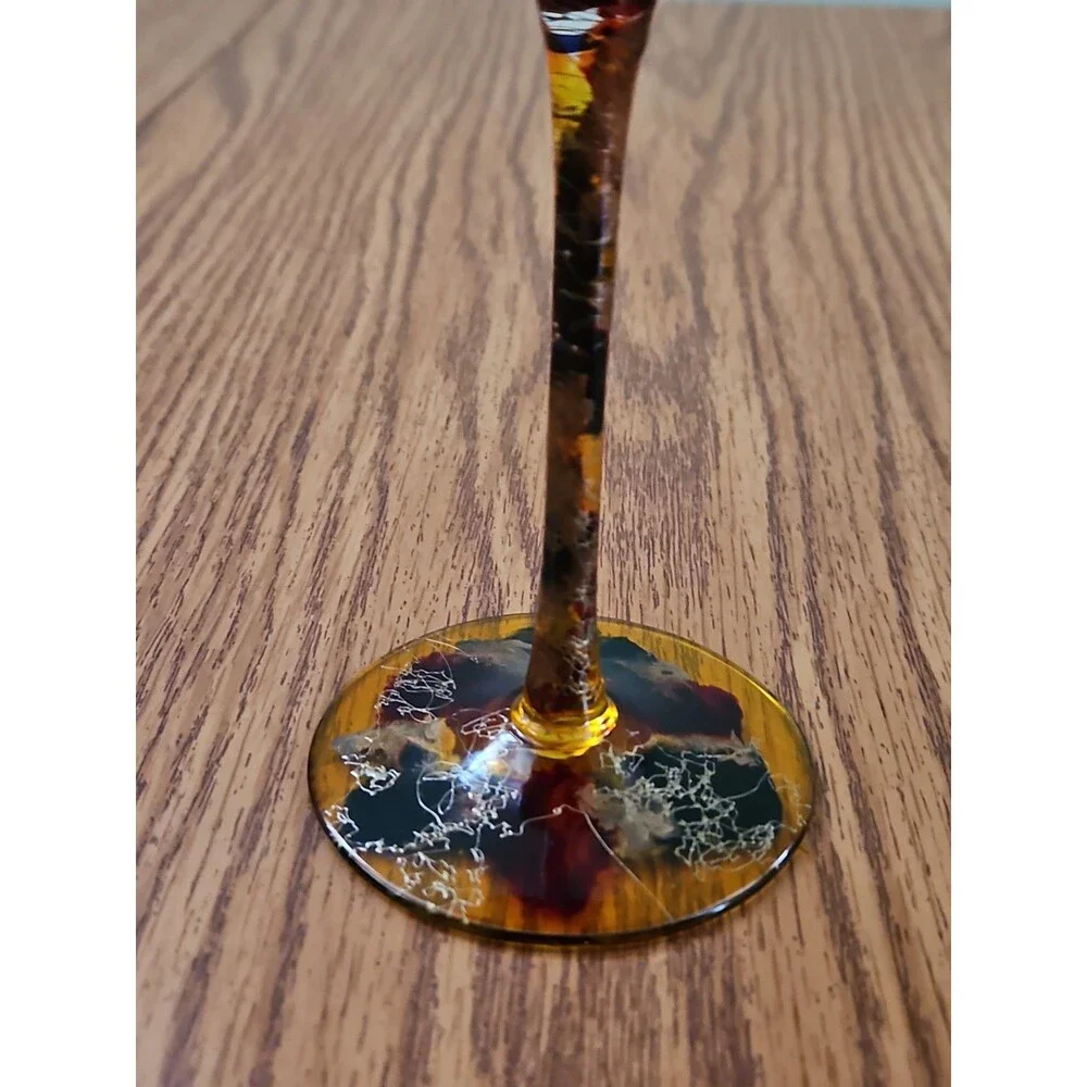 HAND PAINTED RED MULTI COLOR /GOLD DESIGN-LARGE  24 OZ BALLOON WINE GOBLET
